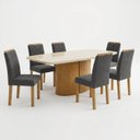 Ver imagem 3 de Conjunto Sala de Jantar 6 Lugares Retangular Tampo Vidro MDF 180x90cm Mesa Diana e Cadeiras Carol