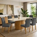 Ver imagem 1 de Conjunto Sala de Jantar 6 Lugares Retangular Tampo Vidro MDF 180x90cm Mesa Diana e Cadeiras Carol