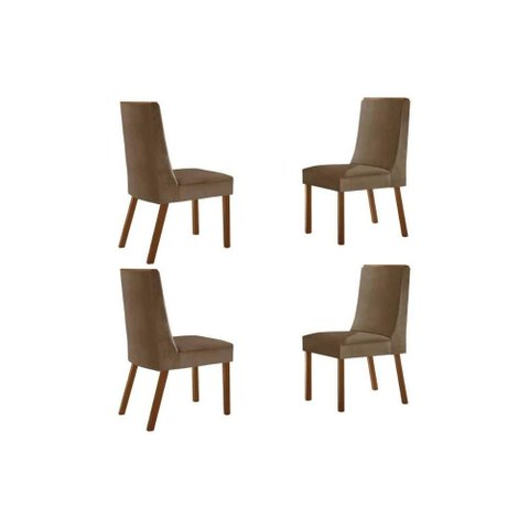 Cadeira Sala de Jantar Dakota Kit 4 Un Naturalle/suede Capuccino - Rufato