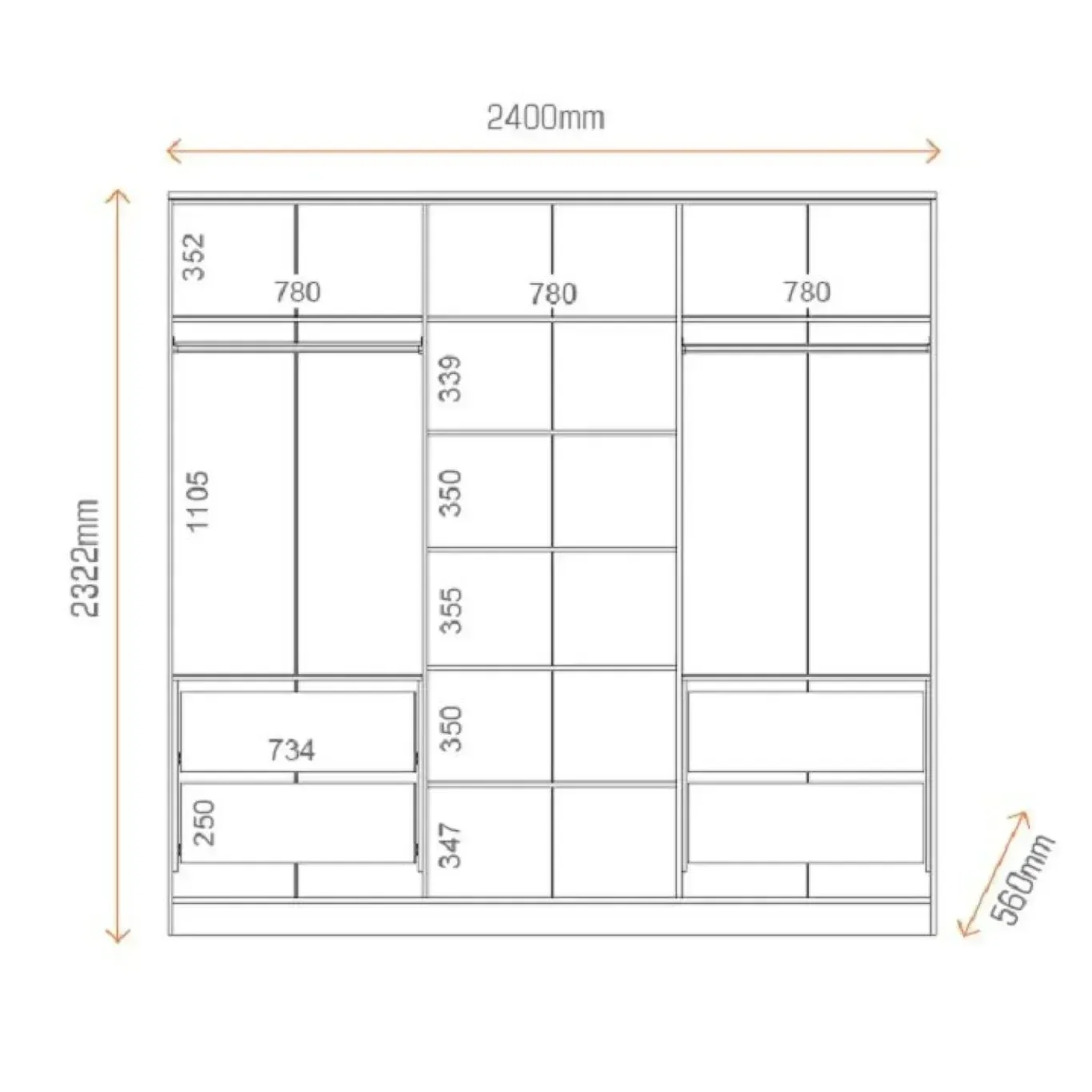 Guarda-roupa 100% Mdf Logan Yescasa 6 Portas - 4