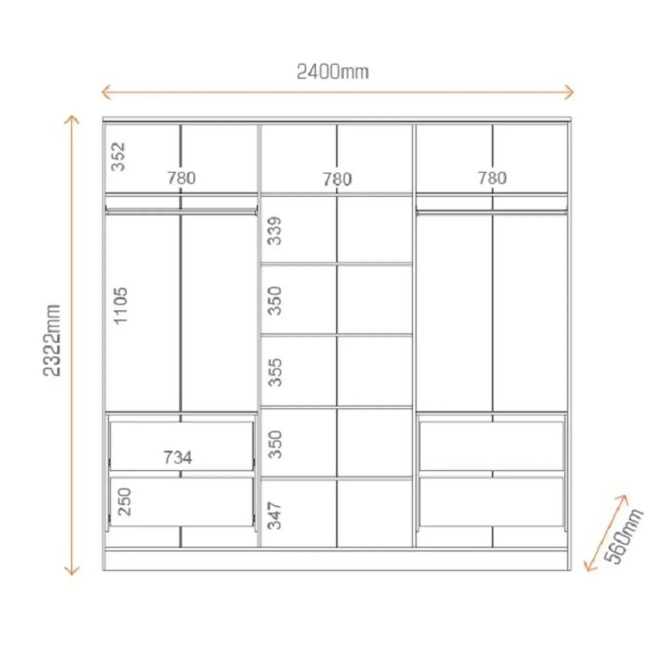 Guarda-roupa 100% Mdf Logan 6 Portas - 4