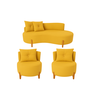 Conjunto 2 Poltronas + Sofá Curvo Orgânico Veludo Amarelo - Montanaris Decor - 1
