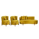 Ver imagem 2 de Conjunto 2 Poltronas + Sofá Curvo Orgânico Veludo Amarelo - Montanaris Decor