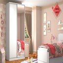 Ver imagem 3 de Guarda Roupa Closet Compact 2 Portas Com 1 Espelho Nova Mobile Branco
