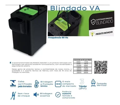 Transformador Bivolt 2000 Va 110 X 220 X 110 Indusat - 2