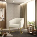 Ver imagem 2 de Poltrona Stella Bouclê Bege Base Metálica Industrial Dourado - D'rossi