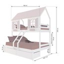 Ver imagem 3 de Beliche Casal/ Solteiro Casinha Bela 02 Gavetas - Madeira Maciça Branco/rosa | Megamobilia