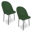 Ver imagem 1 de Kit 2 Cadeiras Poltrona de Jantar Ariel Suede Verde Pés de Ferro Preto - Pallazio