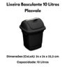 Lixeira Basculante, 10 Litros Preta - Plasvale - 3