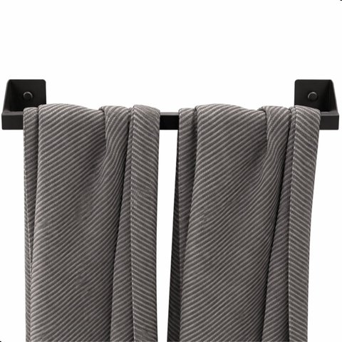 Porta Toalha de Banho Parede Banheiro Adesivo 3m Preto F.Df