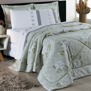 Cobredom Cobertor Grosso Flower Queen Size 100% Algodão Super Fofinha Papillons:verde