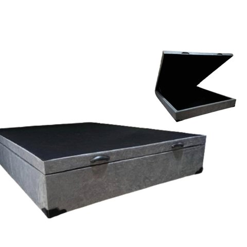 Cama Báu Box Base Casal Suede Cinza com Pistão a Gás.