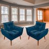 Kit C/02 Poltronas Opala + 01 Puff Redondo Danny Suede Azul Marinho - 6