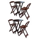 Ver imagem 1 de Kit 2 Jogos de Mesa Bistrô de Madeira com 2 Cadeiras Dobrável Ideal para Bar e Restaurante Imbuia