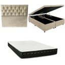 Ver imagem 1 de Cama Box Baú Bipartida Blindada + Colchão Eagle Molas Bonnel 22cm | Kit Completo com Cabeceira Boton