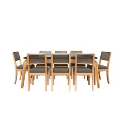 Conjunto para Sala de Jantar 1 Mesa Petra Tampo Vidro/MDF Retangular 8 Cadeiras - 2