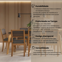 Ver mais imagens de Conjunto para Sala de Jantar 8 Lugares Madeira Maciça com Mesa Tampo Vidro/MDF e 8 Cadeiras Teladas