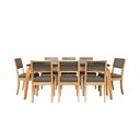 Ver imagem 2 de Conjunto para Sala de Jantar 8 Lugares Madeira Maciça com Mesa Tampo Vidro/MDF e 8 Cadeiras Teladas