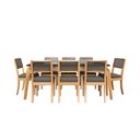 Ver imagem 2 de Conjunto para Sala de Jantar 8 Lugares Madeira Maciça com Mesa Tampo Vidro/MDF e 8 Cadeiras Teladas
