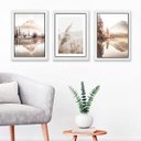 Ver imagem 1 de Kit 3 Quadros Fotografias Paisagens bege 24x18cm:madeira Branca