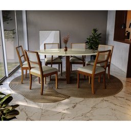 Conjunto para Sala de Jantar com Mesa Elma e 6 Cadeiras - 1 Conjunto para Sala de Jantar com Mesa Elma e 6 Cadeiras - 1