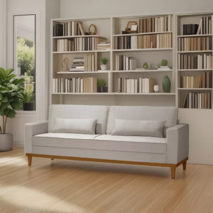 Sofá Living Valência 3 Lugares 2,20mt C/base Madeira de Reflorestamento - Espuma D-26 C/ 2 Almofadas