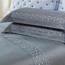 Ver imagem 1 de Jogo Cama Lençol Garland Queen Bordado 100% Algodão Acetinado 400 Fios 4 Peças - Cinza