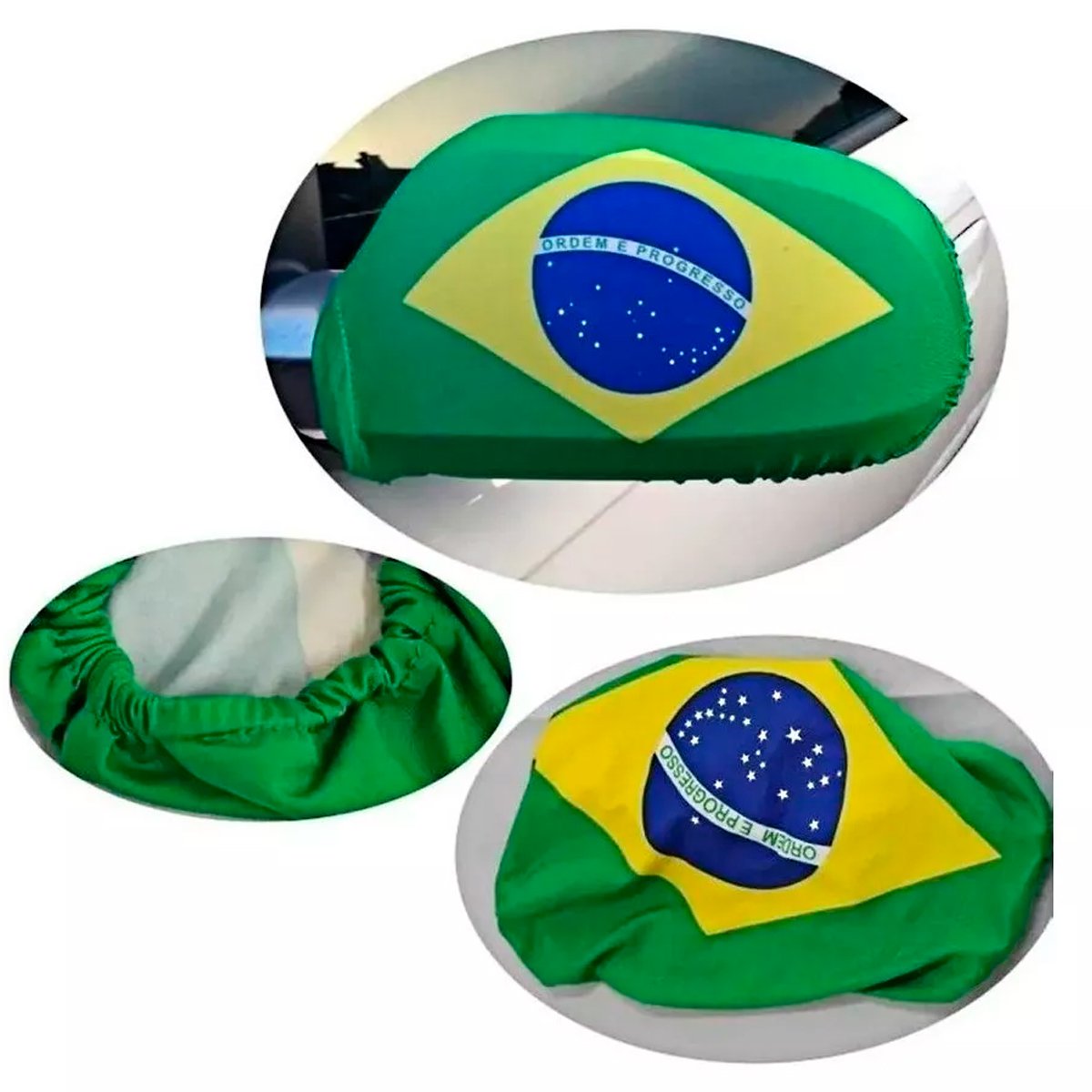 Par de Capas Bandeira do Brasil para Retrovisor Ajustável - 3