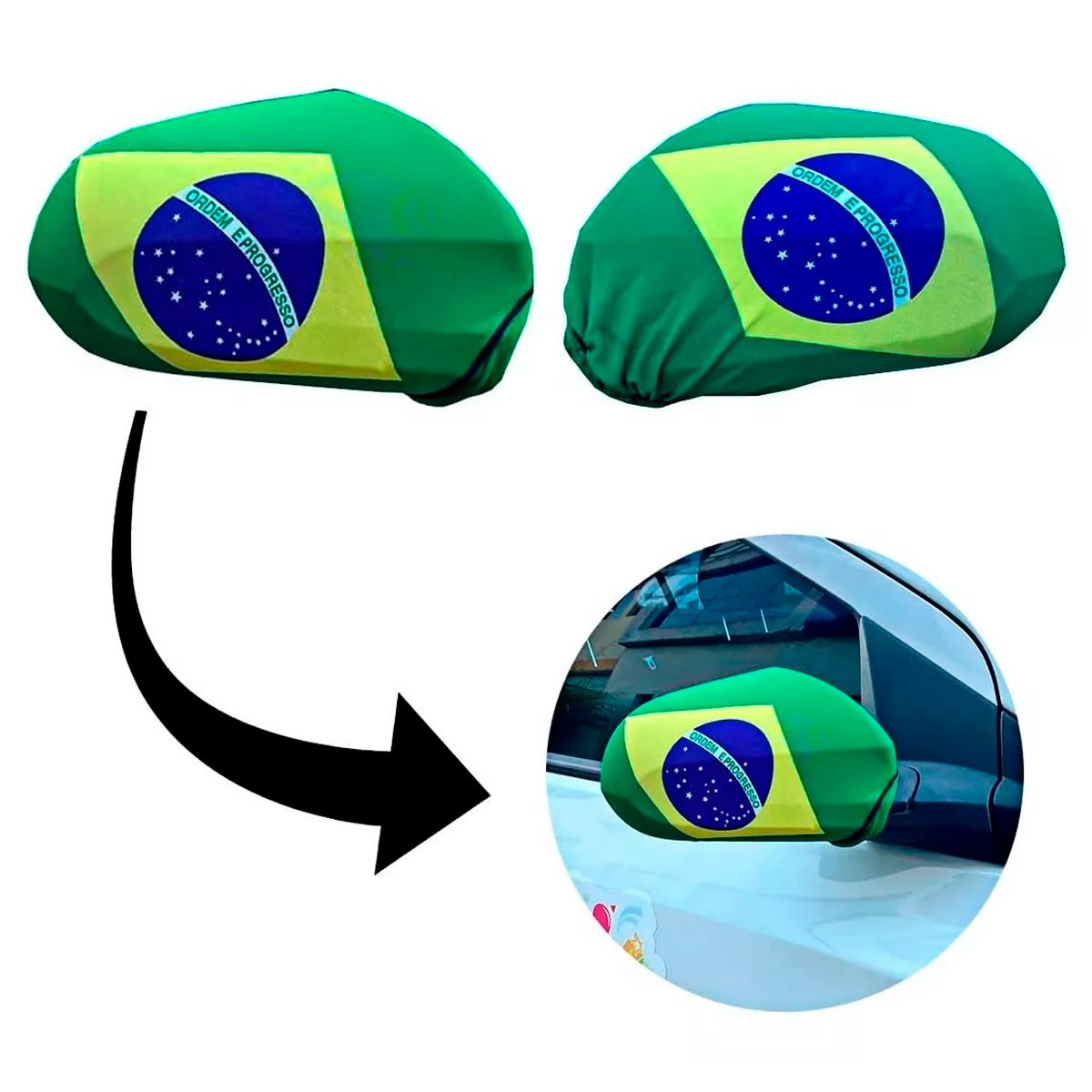 Par de Capas Bandeira do Brasil para Retrovisor Ajustável - 6