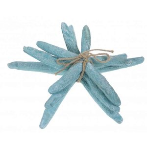 Trio de Estrelas Decorativa de Mesa Azul Claro em Resina 16 Cm