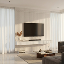Ver imagem 1 de Painel Ripado Suspenso para TV até 75 Polegadas 100% MDF 183,6cmx240cm 3 Gavetas Arbo Bege Off White