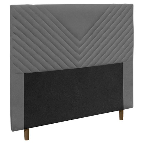 Cabeceira Box Casal Queen Size Viena 160cm Veludo Cinza