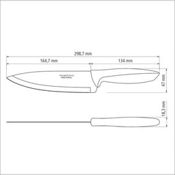 Faca Chef Tramontina Plenus com Lâmina em Aço Inox e Cabo de Polipropileno Off White 7" Tramontina - 2