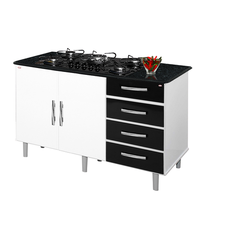 Balcao Canadá para cooktop 5 bocas Bra / Pre / Mar Gabinete PASSE BEM