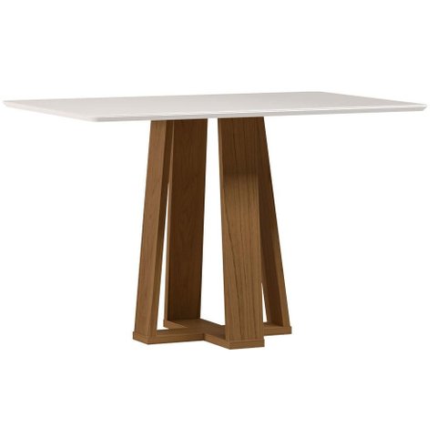 Mesa de Jantar Rubi 120x80 cm com Vidro Cinamomo Off White - New Ceval