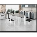 Ver imagem 1 de Conjunto Mesa Tubular com 6 Cadeiras Atenas Branco/Tubos Brancos/Estofados Preto/Tampo Granito Ocre