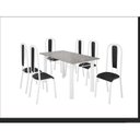 Ver imagem 2 de Conjunto Mesa Tubular com 6 Cadeiras Atenas Branco/Tubos Brancos/Estofados Preto/Tampo Granito Ocre