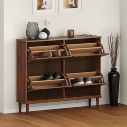Sapateira Madeira Horizontal Organizadora 4 Portas Mikka Castanho - 2
