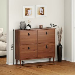 Sapateira Madeira Horizontal Organizadora 4 Portas Mikka Castanho - 5