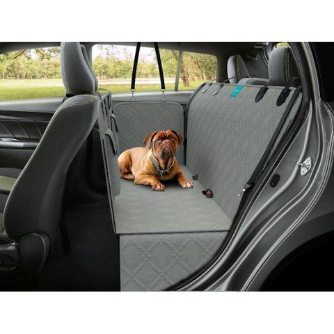Capa Protetora de Banco Traseiro Carro Luxo Impermeável Cachorros e Gatos Pet Cinza Premium