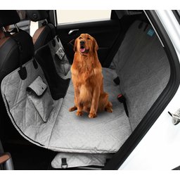 Capa Protetora de Banco Traseiro Carro Luxo Impermeável Cachorros e Gatos Pet Cinza Premium - 3