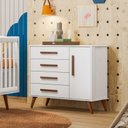 Ver imagem 1 de Cômoda Sapateira 1 Porta com 4 Gavetas Q Encanto Retrô Branco/Acetinado
