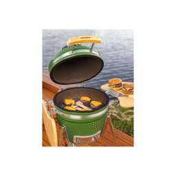 Churrasqueira Kamado Pequeno Rasco Vermelho C/ Grelha Aço Inox, Suporte e Mesas. Ideal P/ 5 Pessoas - 2