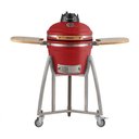 Ver imagem 1 de Churrasqueira Kamado Pequeno Rasco Vermelho C/ Grelha Aço Inox, Suporte e Mesas. Ideal P/ 5 Pessoas