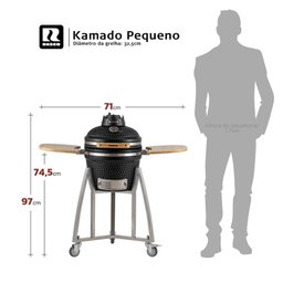 Churrasqueira Kamado Pequeno Rasco Vermelho C/ Grelha Aço Inox, Suporte e Mesas. Ideal P/ 5 Pessoas - 5