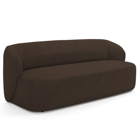 Sofá 3 Lugares Orgânico para Sala de Estar Living 205cm Heidy F04 Veludo Marrom - Lyam Decor