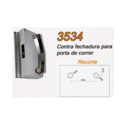 3534 - Contra fechadura para fechadura 3530 para porta de correr de vidro temperado blindex v/v - Cr - 5