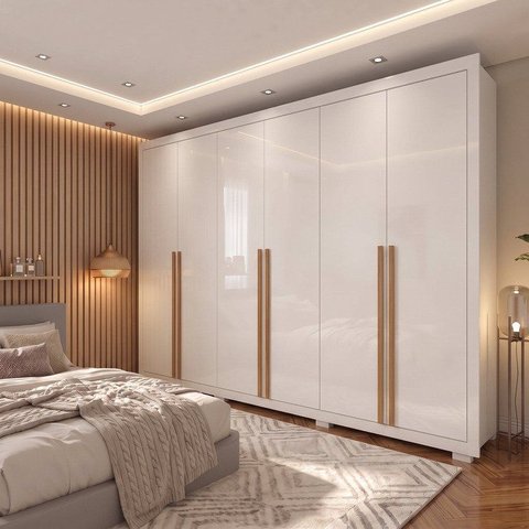 Guarda-Roupa Casal 6 Portas 4 Gavetas com Pés Alpes Yescasa