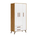 Ver imagem 4 de Guarda-Roupa 3 Portas com 2 Gavetas Q Encanto Retrô Marrom/Freijo Toq/Branco Acetinado