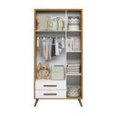 Ver imagem 3 de Guarda-Roupa 3 Portas com 2 Gavetas Q Encanto Retrô Marrom/Freijo Toq/Branco Acetinado